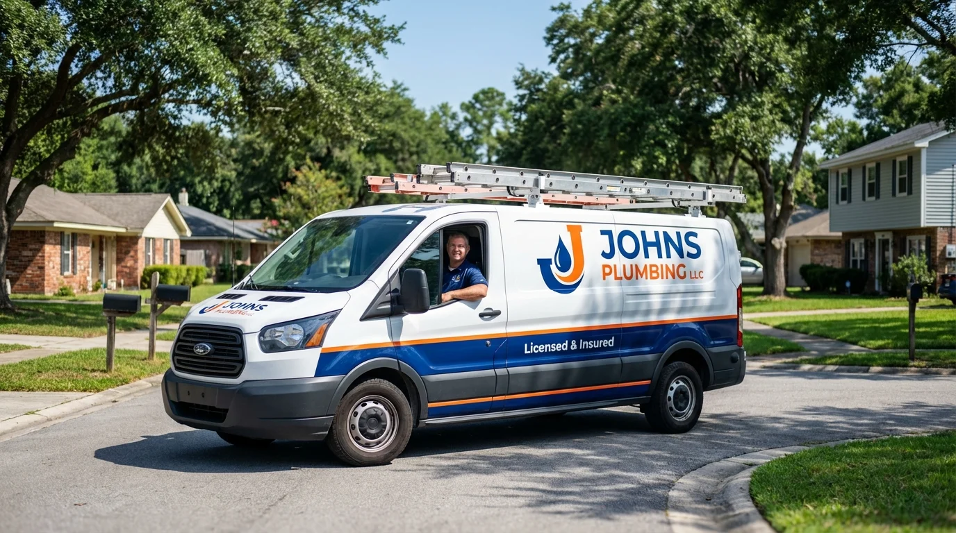 Johns Plumbing LLC service van in Twentynine Palms, CA
