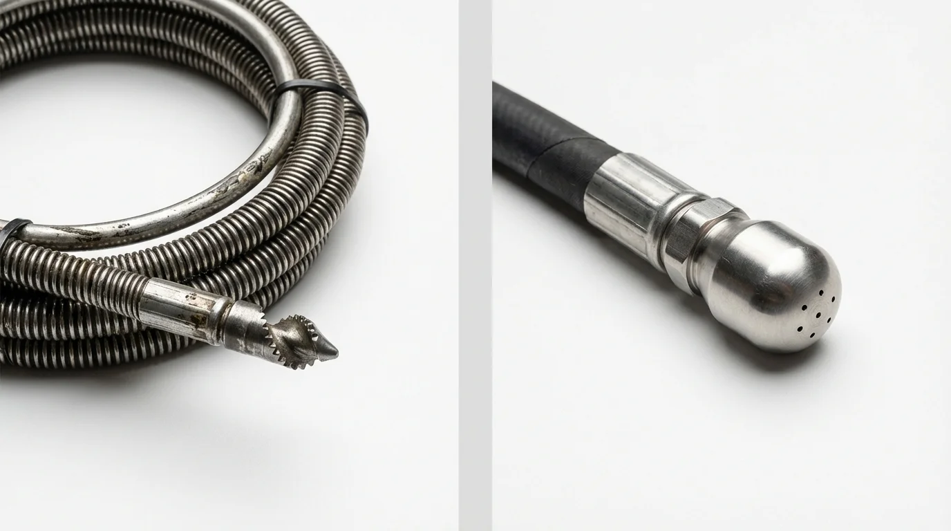 Drain snake cable and hydro jetting nozzle used for drain cleaning in Twentynine Palms, CA