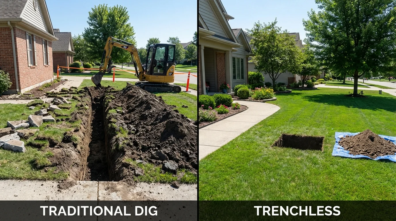 Trenchless sewer repair with minimal yard damage versus traditional excavation in Twentynine Palms, CA